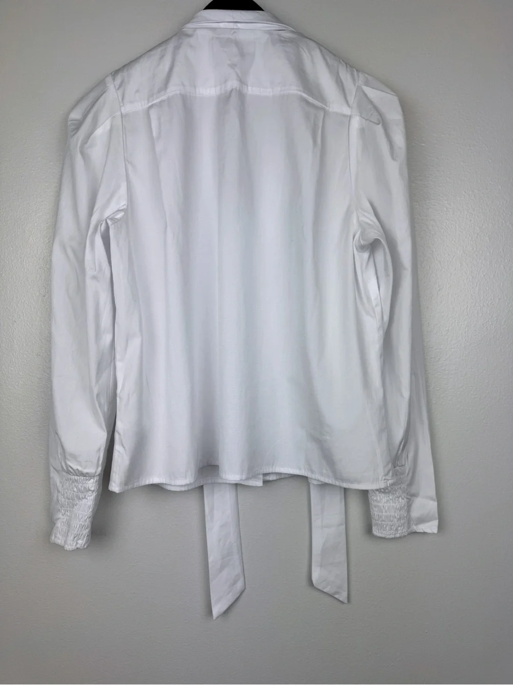 Madewell V-Neck Cotton Button Front Removeable Necktie Top White Size S NWT